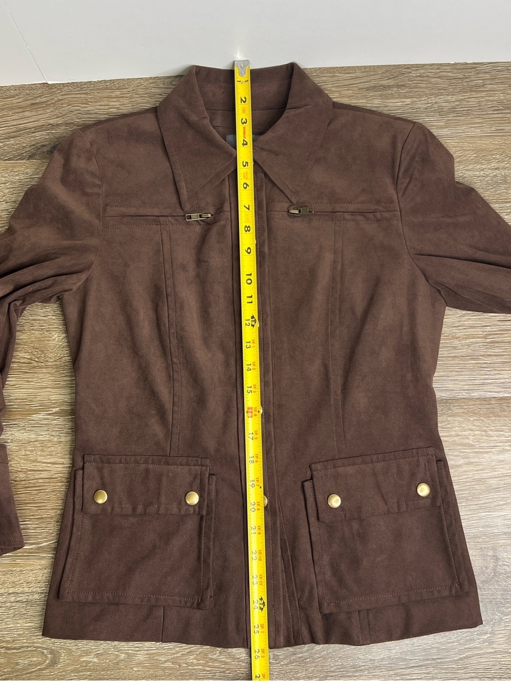 Anthracite by Muse Brown Faux Suede Utility Jacket Women’s Size 4 Leopard Lined - Picture 9 of 9
